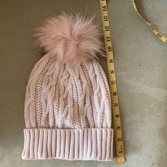 Cloie Real Fur Pom Pom Beanie Hat Cream - Picture 3 of 5